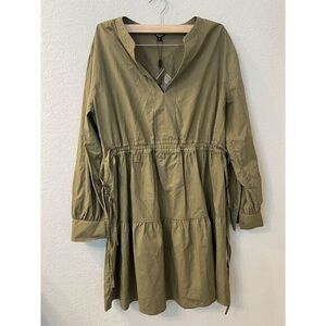 RAILS‎ IVY MOSS GREEN LONG SLEEVE CINCH WAIST V-NECK TIERED COTTON DRESS SMALL